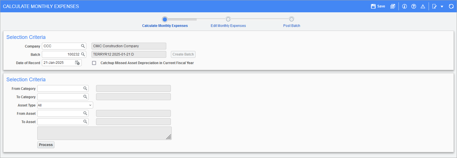 Sample of the Calculate Montly Expenses screen