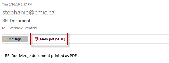 Sample email with PDF file.