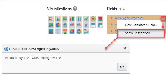 BI Dashboard Builder - Fields Pane - Show Description