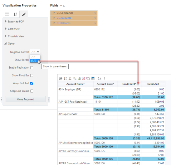 Displaying Negative Numbers