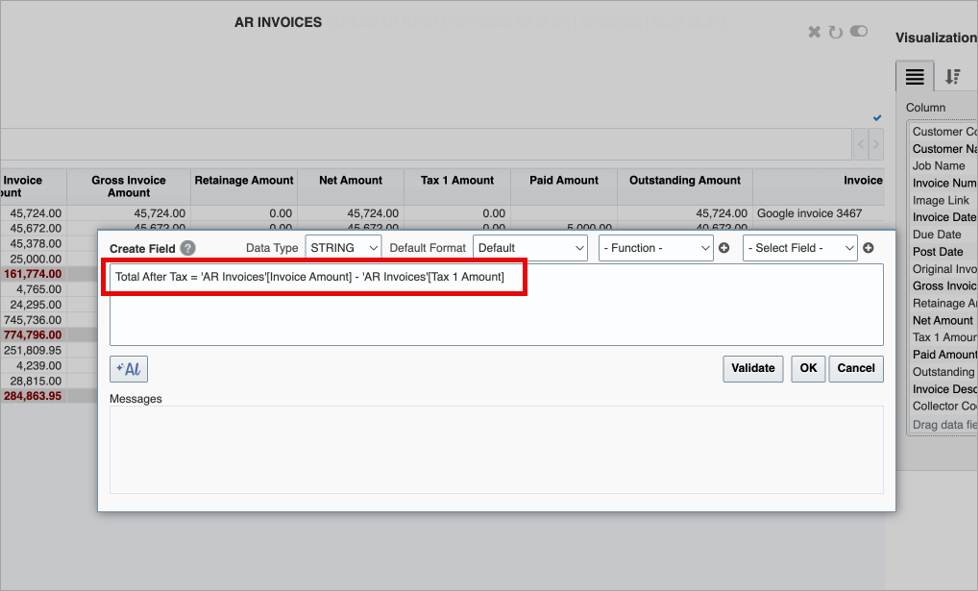Screenshot of Adding New Calculated Field in BI Dashboard Builder using AI Assistant.