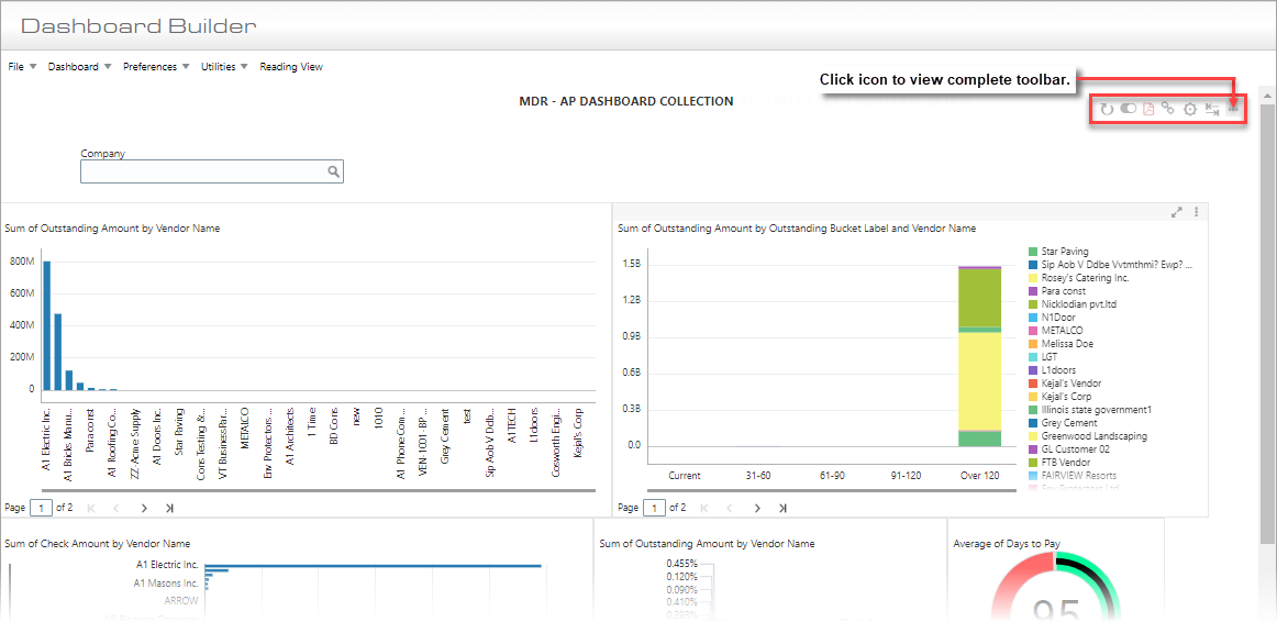 Screenshot of Dashboard Runtime Control Toolbar expanded.