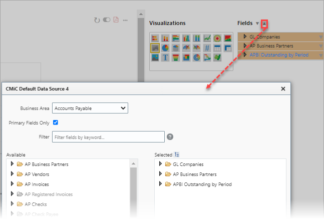 Screenshot of CMiC Default Data Source pop-up window.