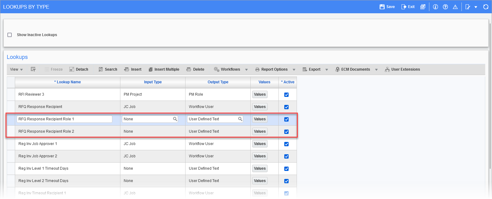 Sample of the setup on the Resource Lookup Rules screen