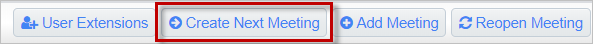 Screenshot of toolbar with Create New Meeting button highlighted