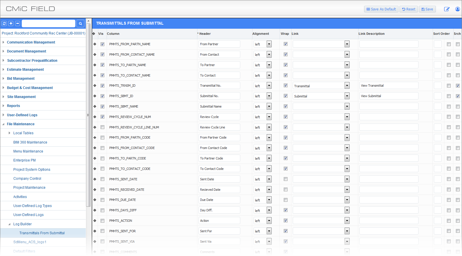 Screenshot of Transmittals From Submittal