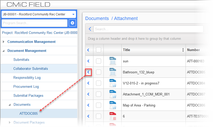 Screenshot showing Opening a Document Record