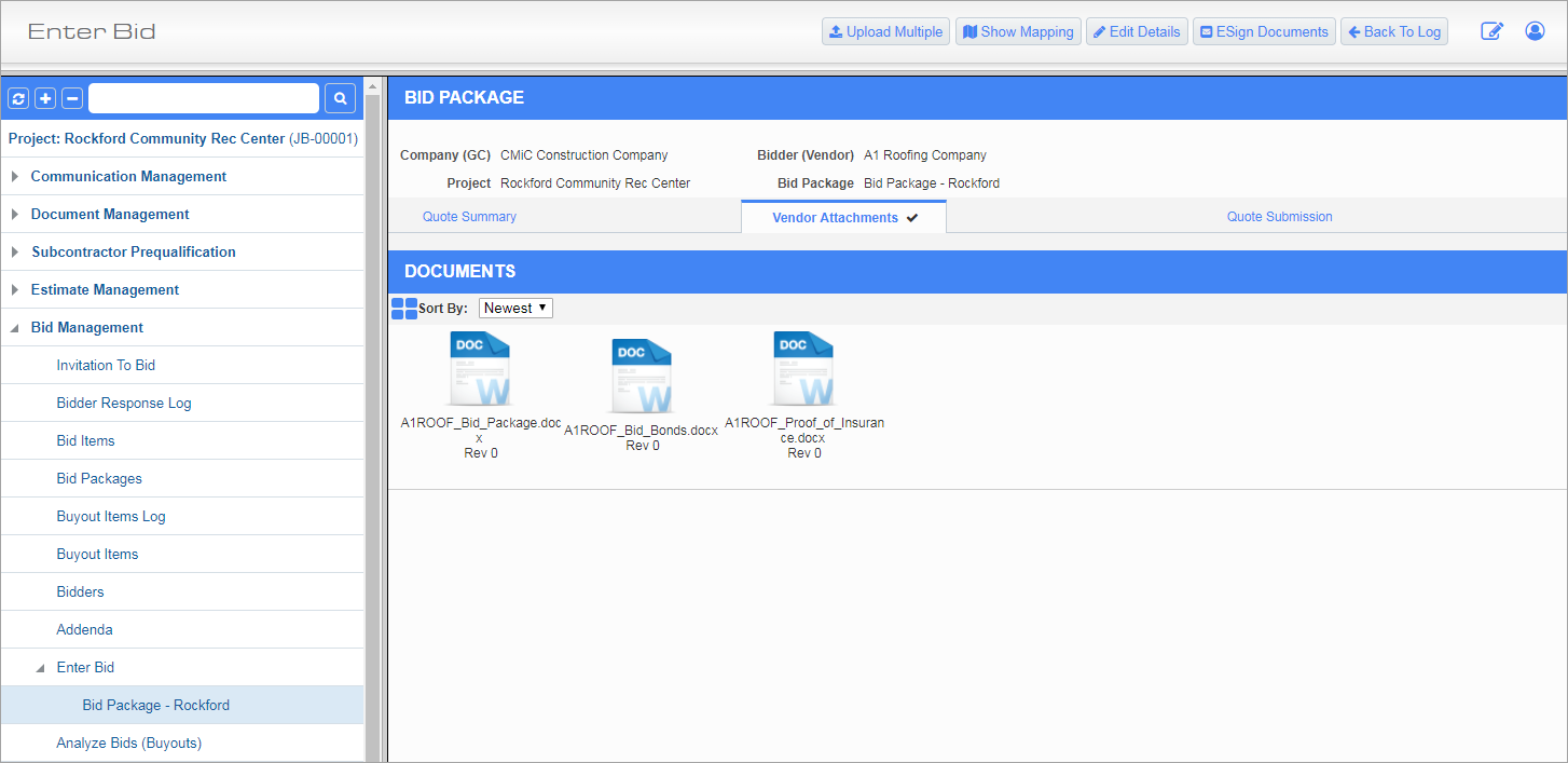 Screenshot of Enter Bid
