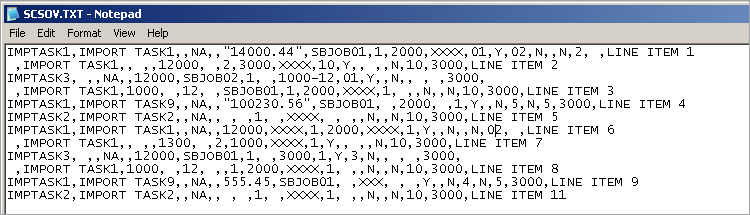 Image of sample TXT import file