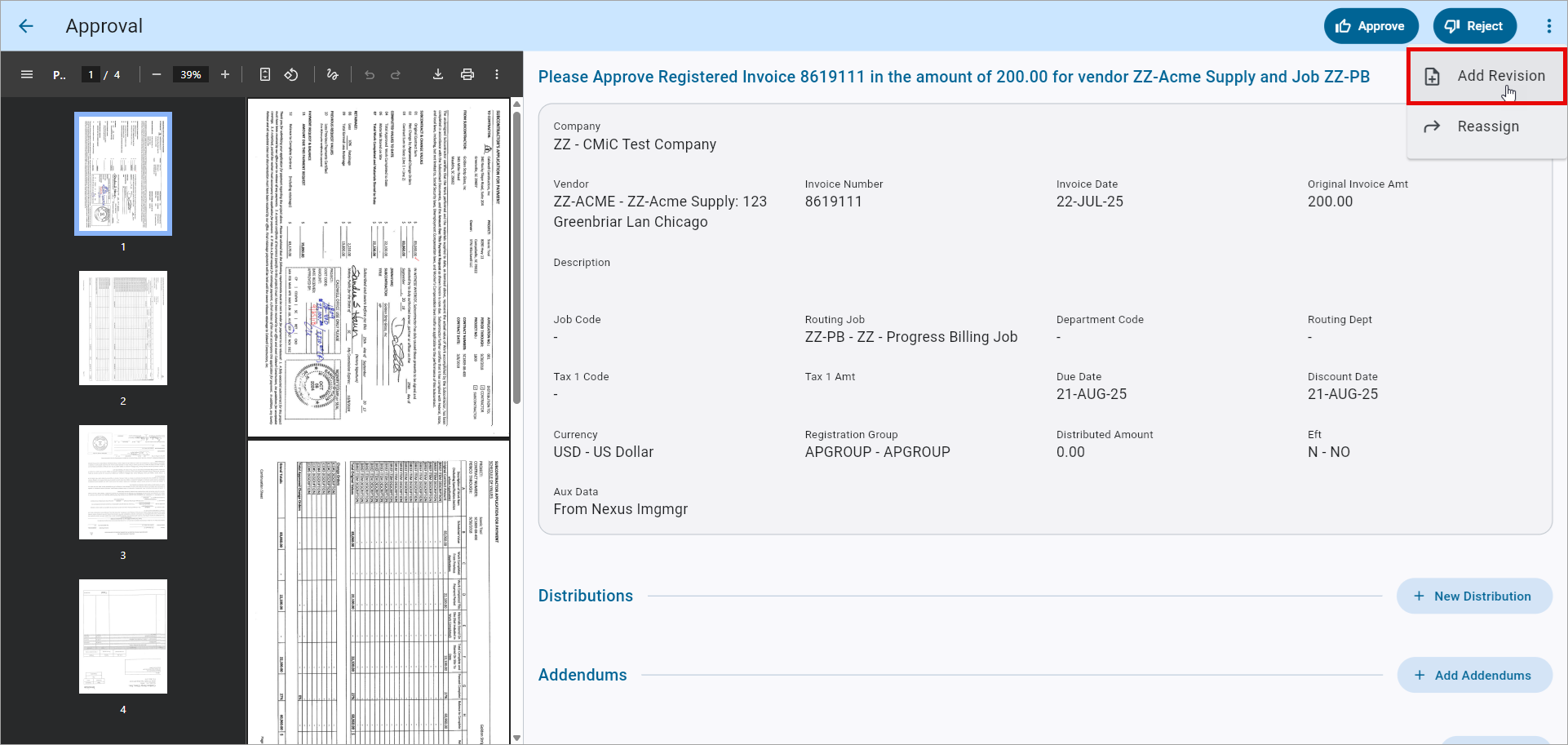 Screenshot of the Add Revision button