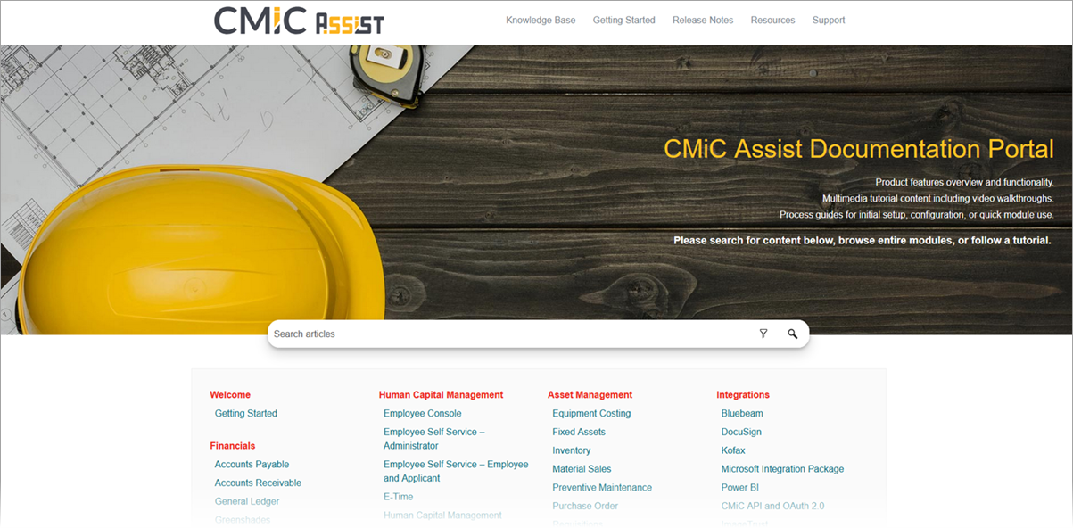 Screenshot of CMiC Assist