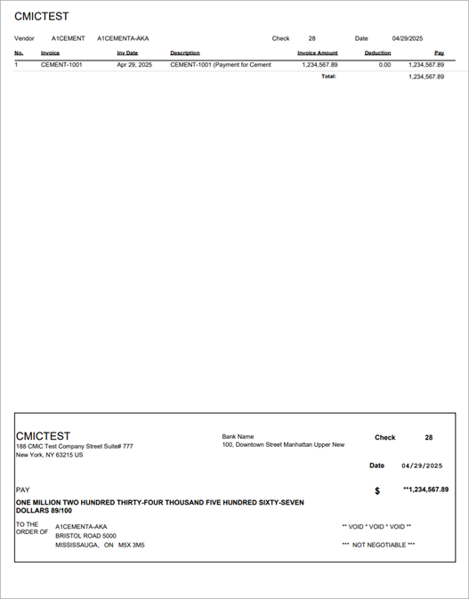 Screenshot of Check Format - Single Stub AP Check  (With Backup Report) (APCHECK1_BKUP).