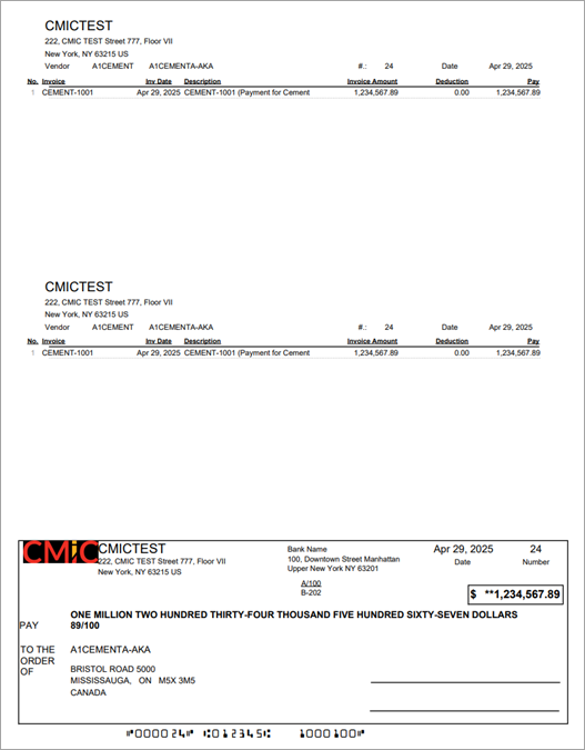 Screenshot of Check Format - Double stub with MICR, Version 8 (APCHK_MICR_DS4).