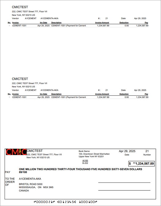 Screenshot of Check Format - Double Stub with MICR, Version 5 (JUDCHK_MICR_DS).