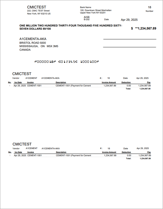 Screenshot of Check Format - Double Stub with MICR, Version 2 (MARCHK_MICR_DS).