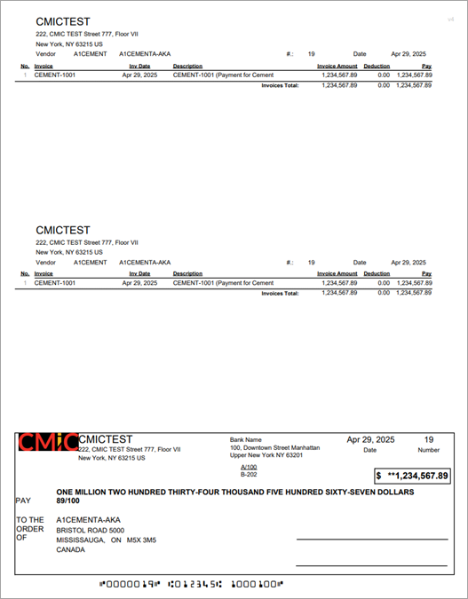 Screenshot of Check Format - Double Stub with MICR, Version 3 (PBICHK_MICR_DS).