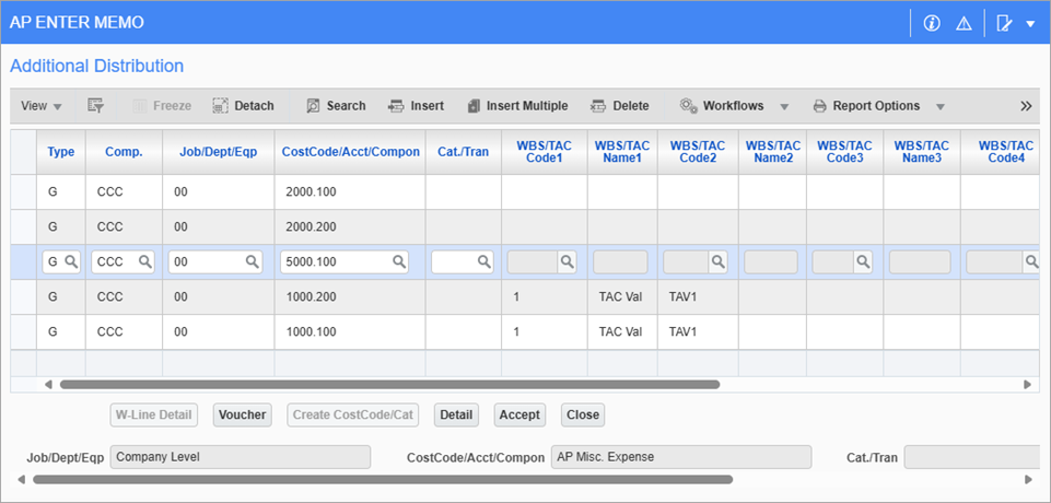Screenshot of Additional Distribution pop-up.
