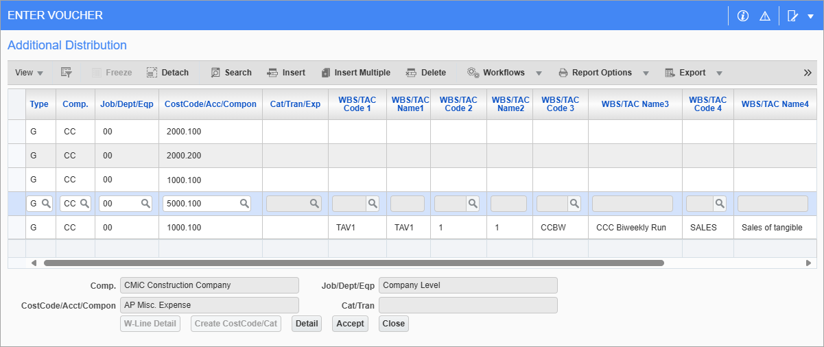 Screenshot of Additional Distribution pop-up.