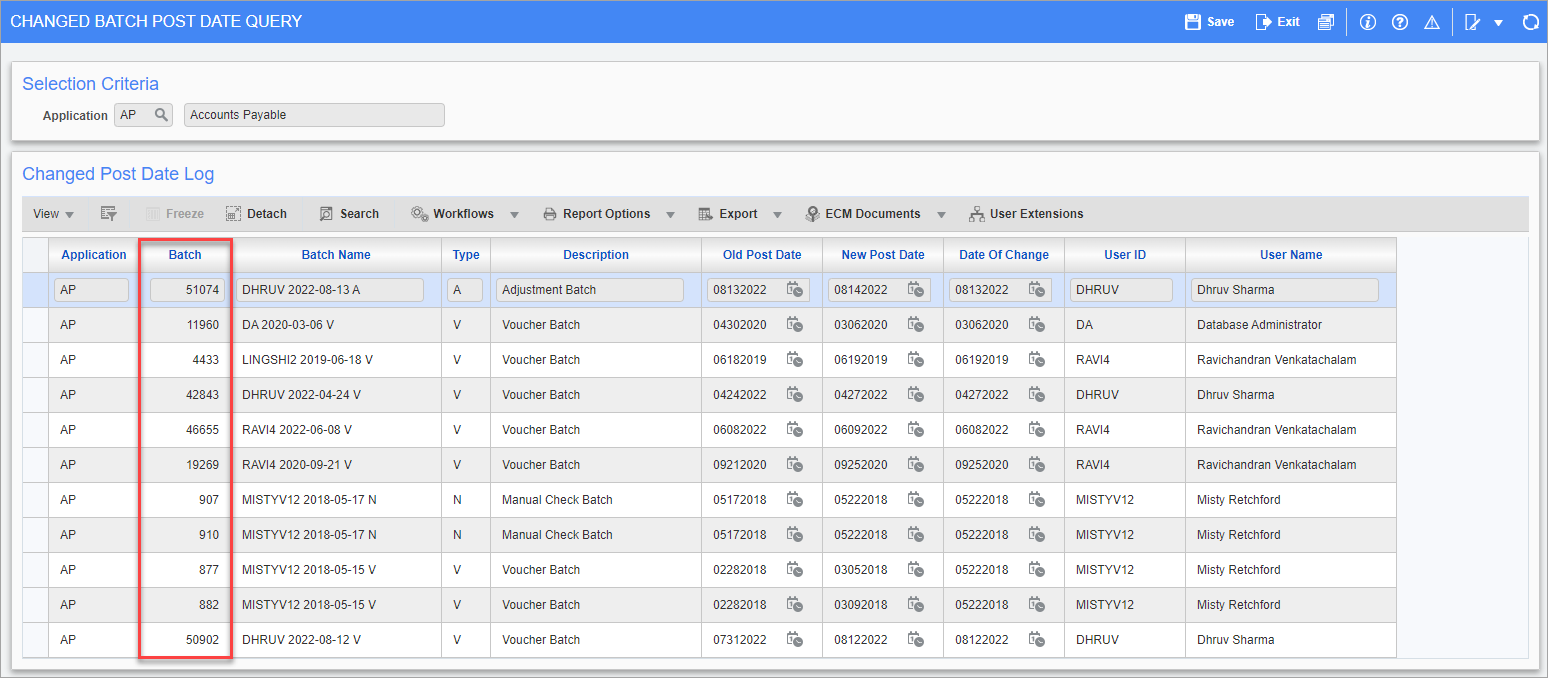Screenshot of Check Query