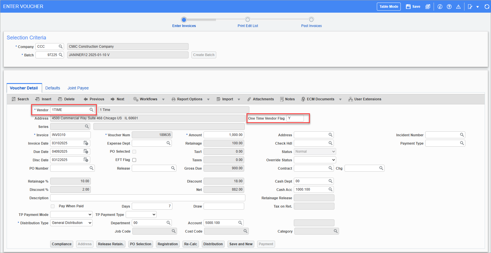 Screenshot of Enter Vouchers.