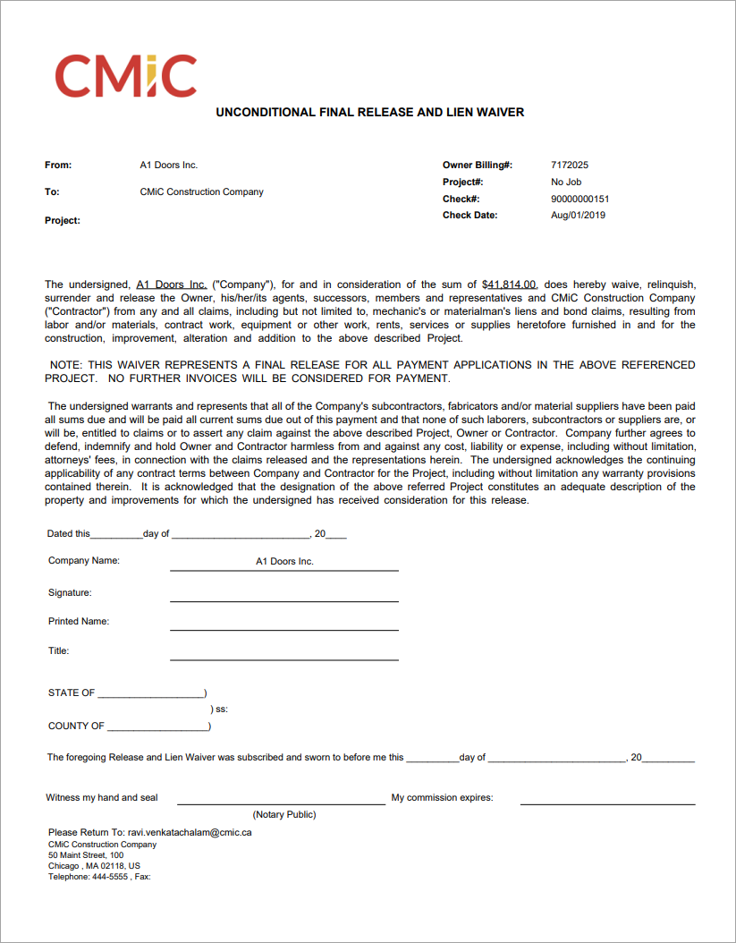 Sample Unconditional Final Lien Waiver(AP_SC_WAIVER_UNC_FINAL).