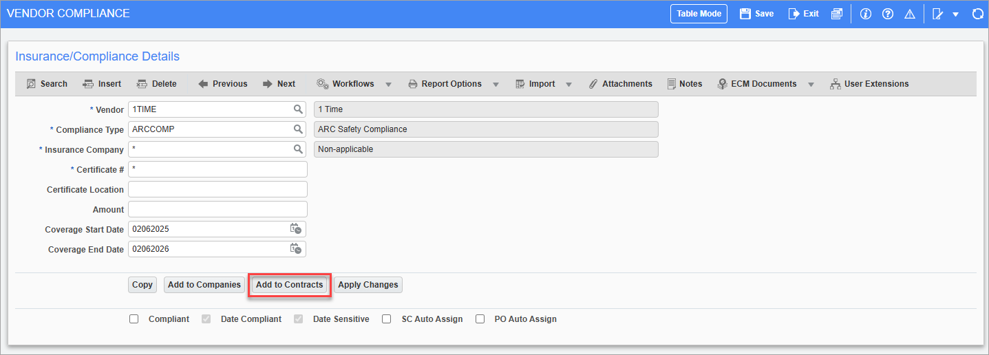 Using Buttons in Compliance Screens