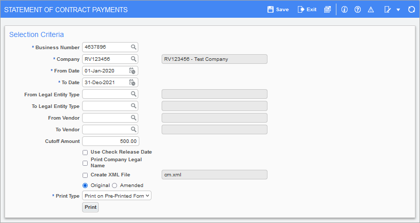 Statement of Contract Payments - T5018 Forms