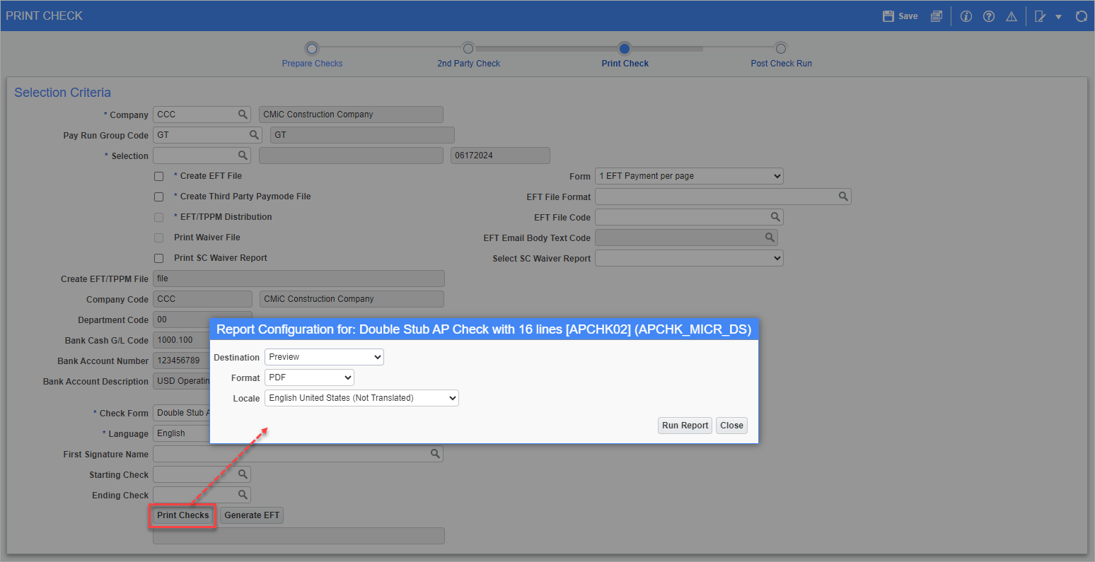 Screenshot of Print Check
