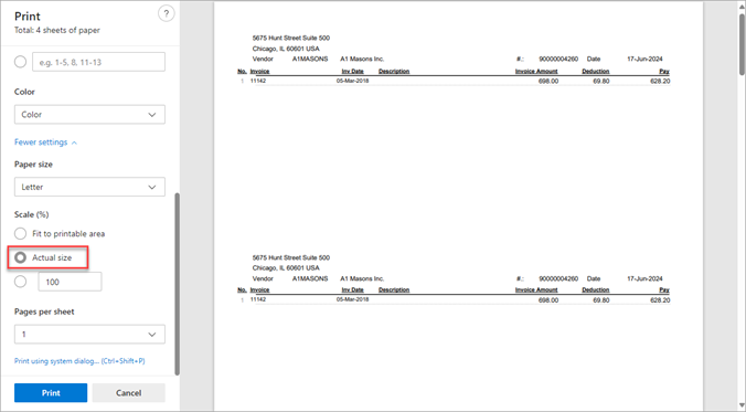 Screenshot of Edge Print screen
