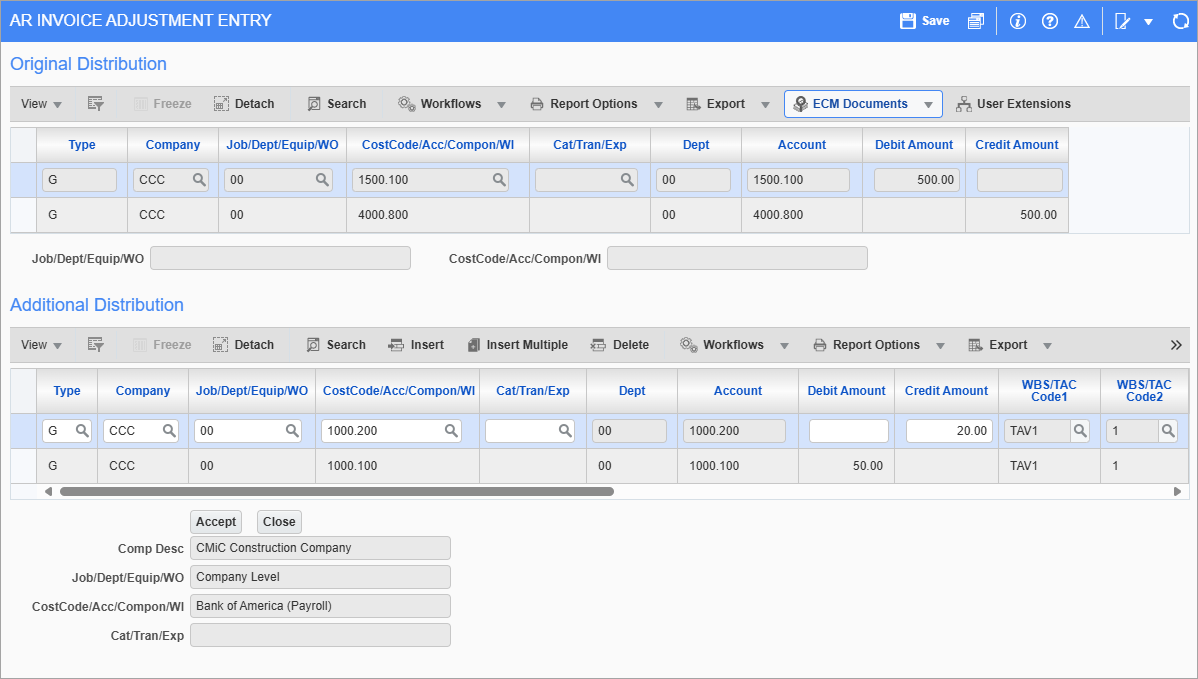 Screenshot of Distribution pop-up.