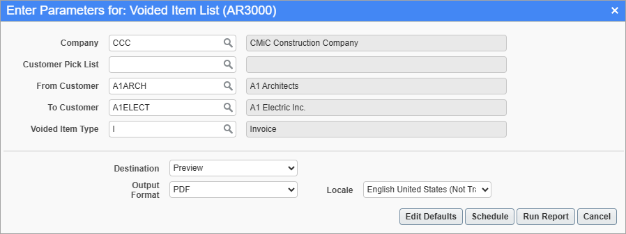 Accounts Receivable - Voided Item List