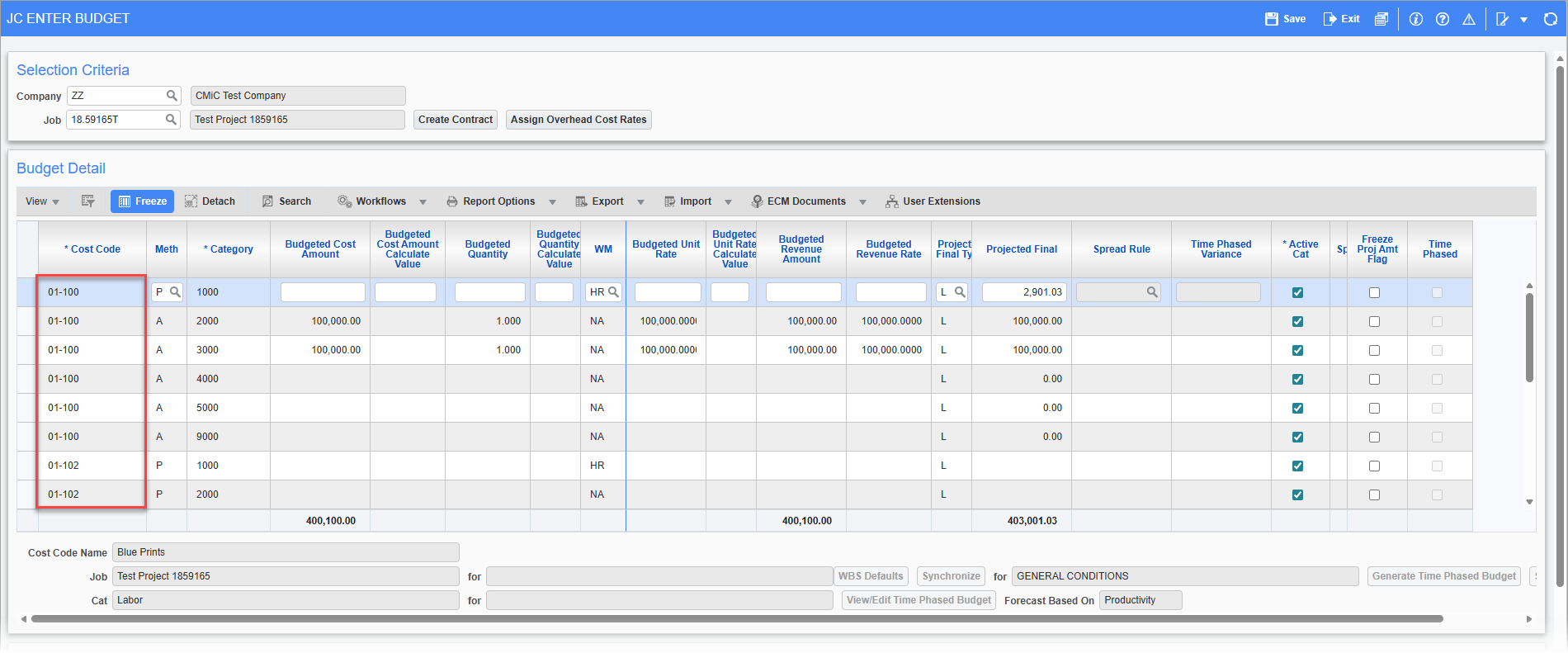 Contract Forecasting - Bid Items in CMiC Field