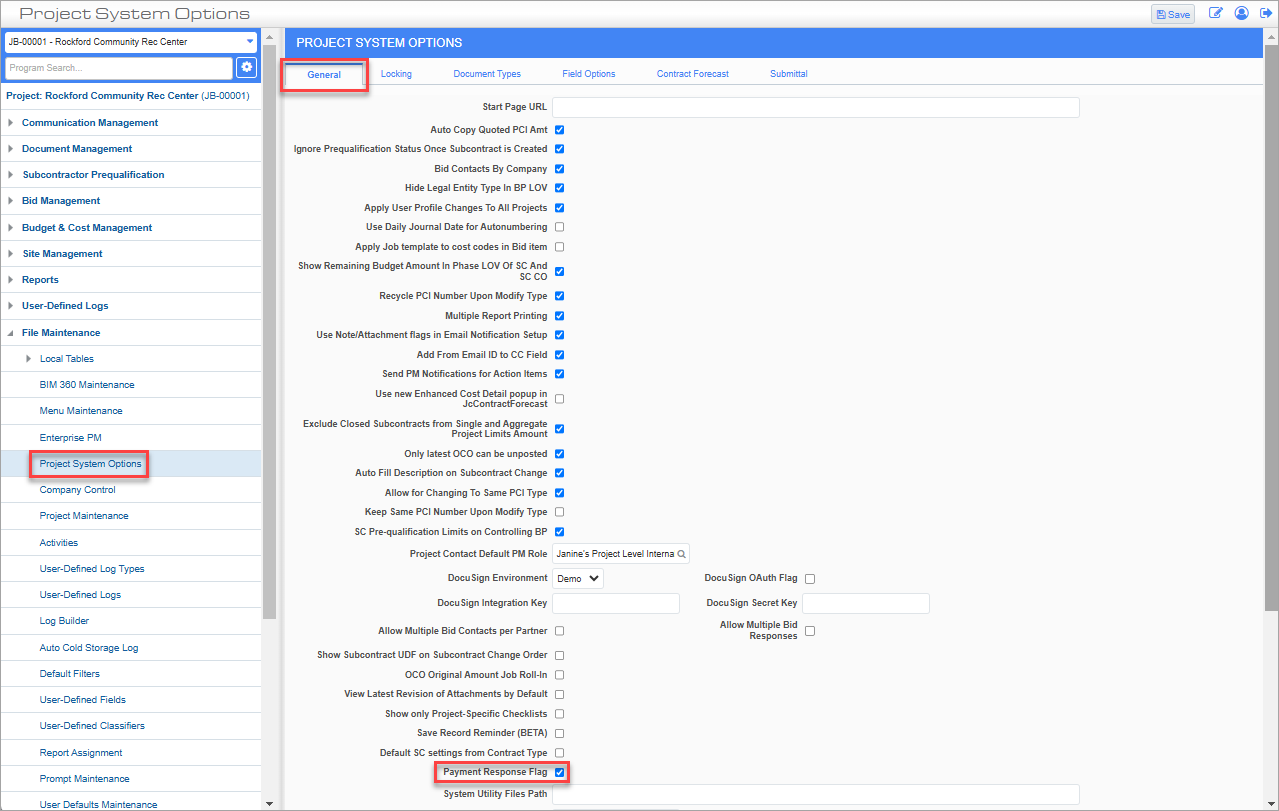 Contract Forecasting Setup - CMiC Field