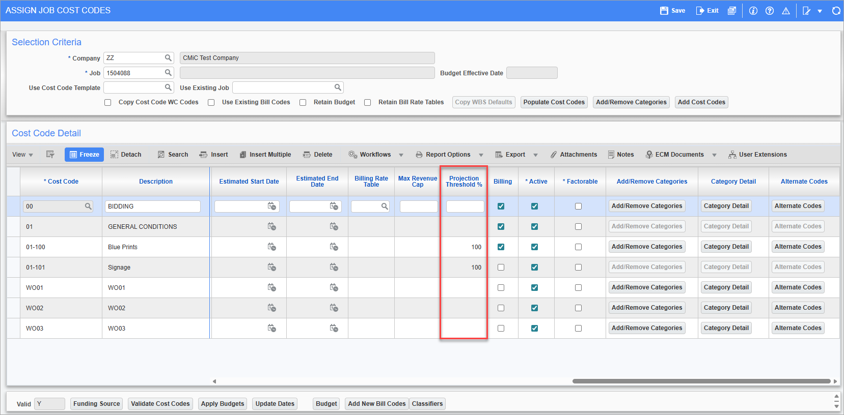 Screenshot of Assign Job Cost Code.