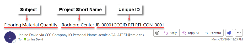 Sample CMiC I/O email subject line