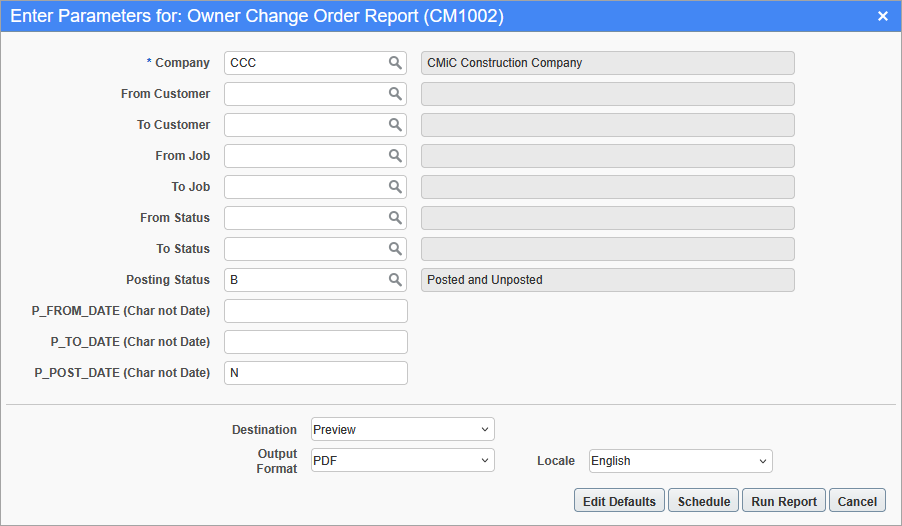 Change Management - Owner Change Order Report