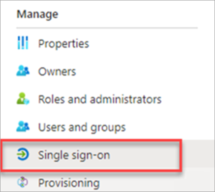 Sample of the Single Sign On menu option