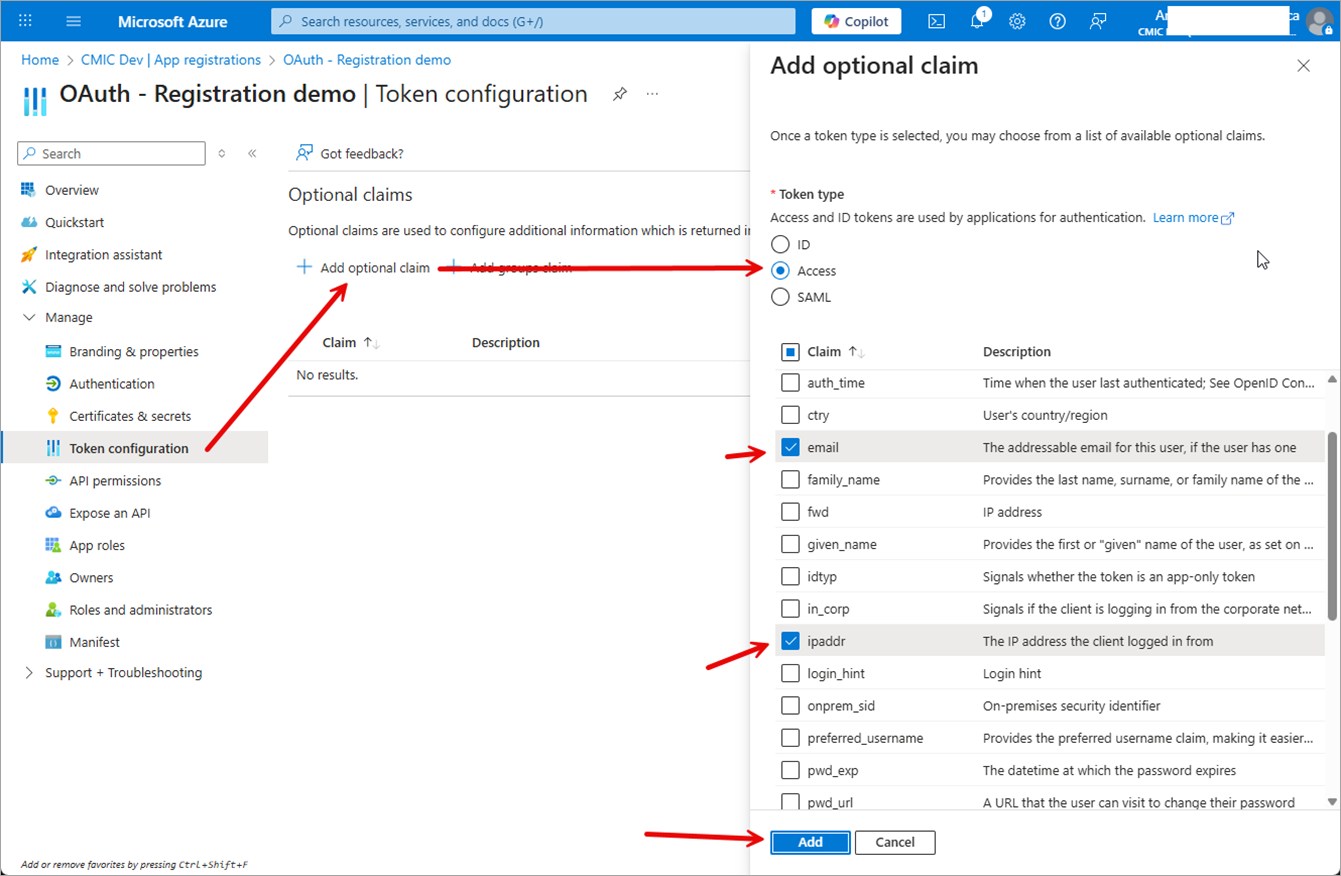 Screenshot of the Token Configuration screen