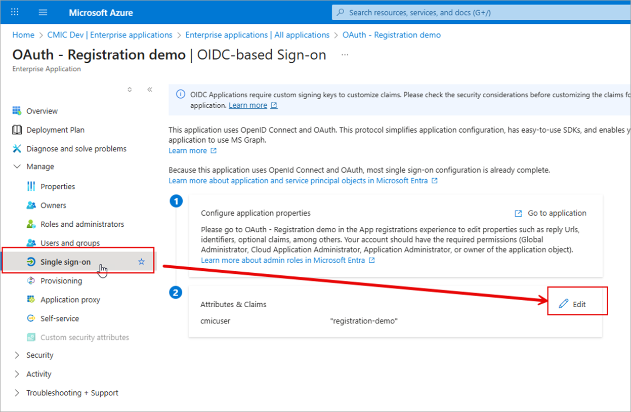 Screenshot of the Single Sign On screen