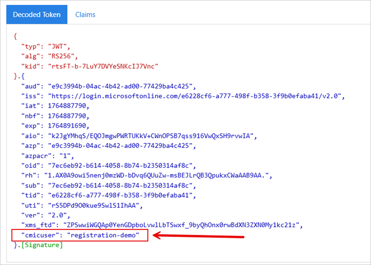Screenshot of the token