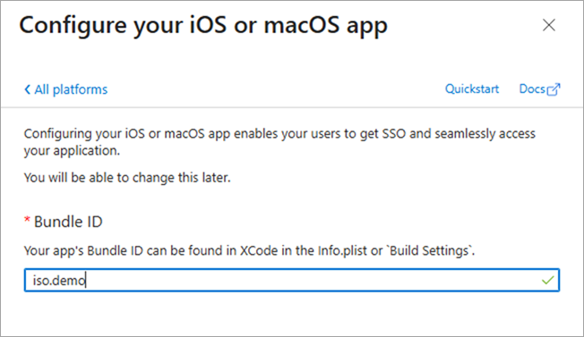 Screenshot of the Bundle ID field