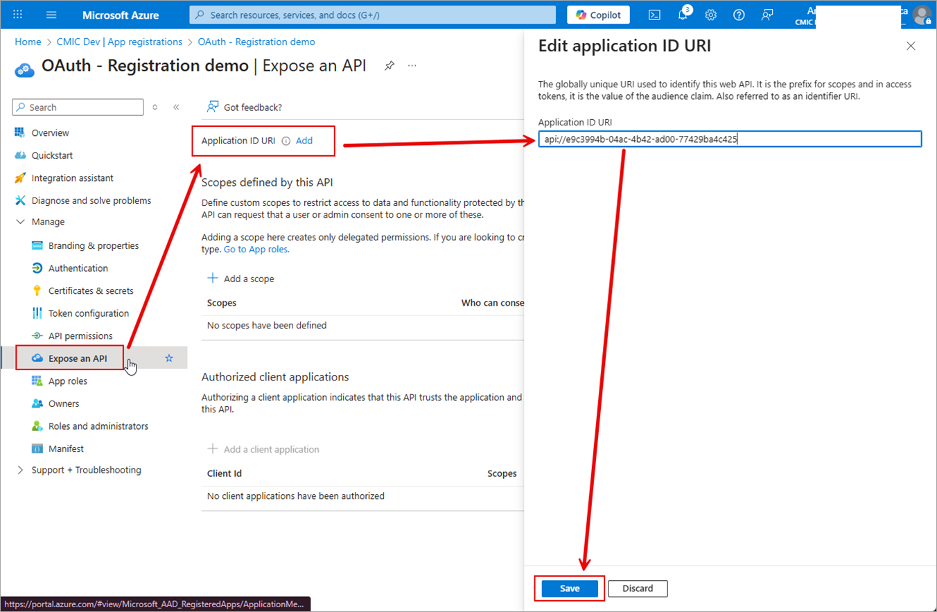 Screenshot of the Expose an API screen