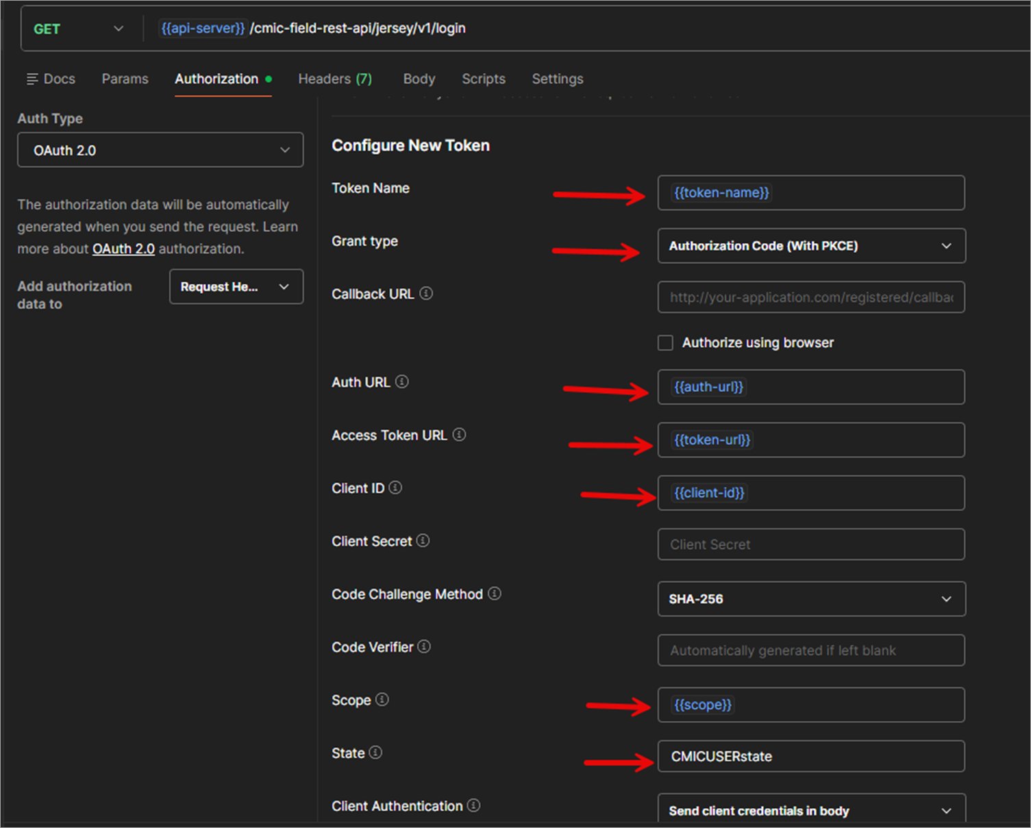 Screenshot of setting up a user flow when configuring a token