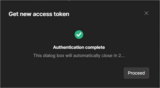 Screenshot of the Authentication Complete dialog box
