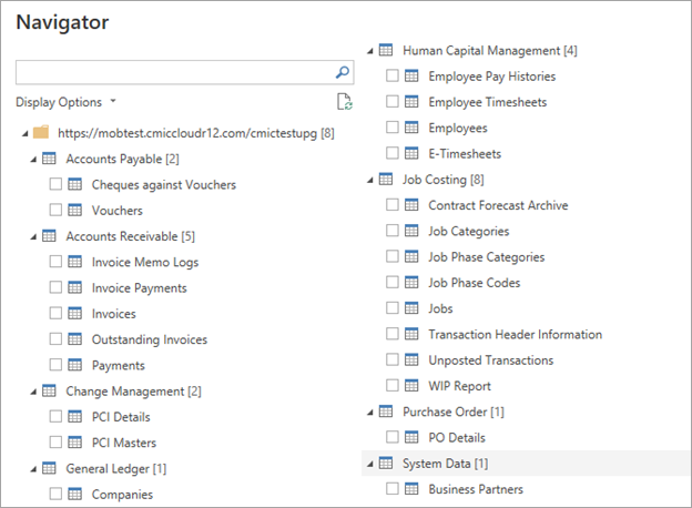 Example of the PowerBI Navigator