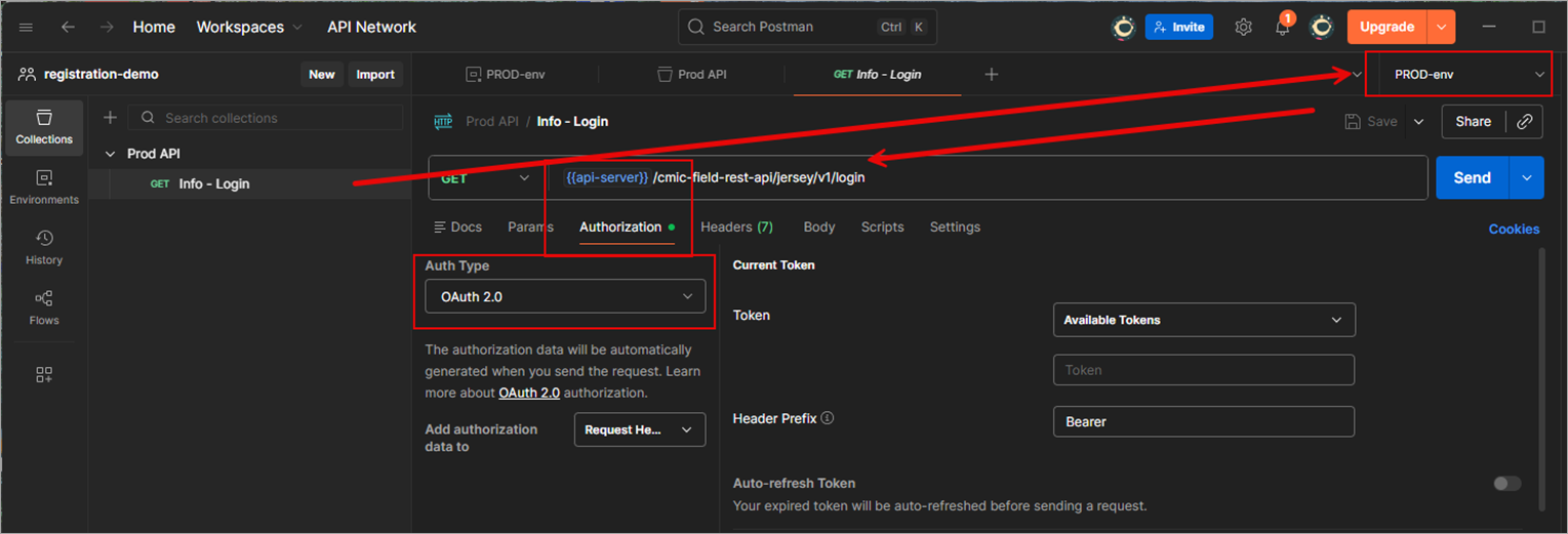 Screenshot of setting up a request in Postman