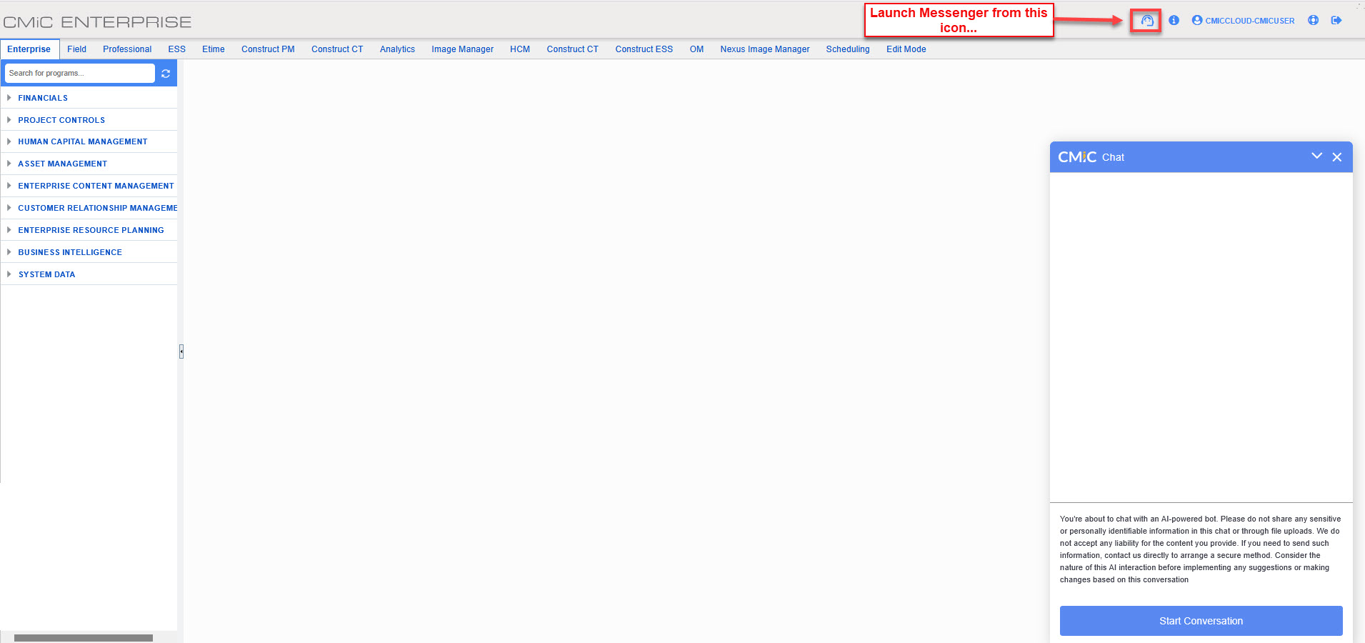 Launching the Chat Messenger