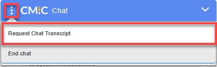 Screenshot of requesting a chat transcript