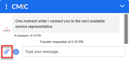 Screenshot of adding images to the chat