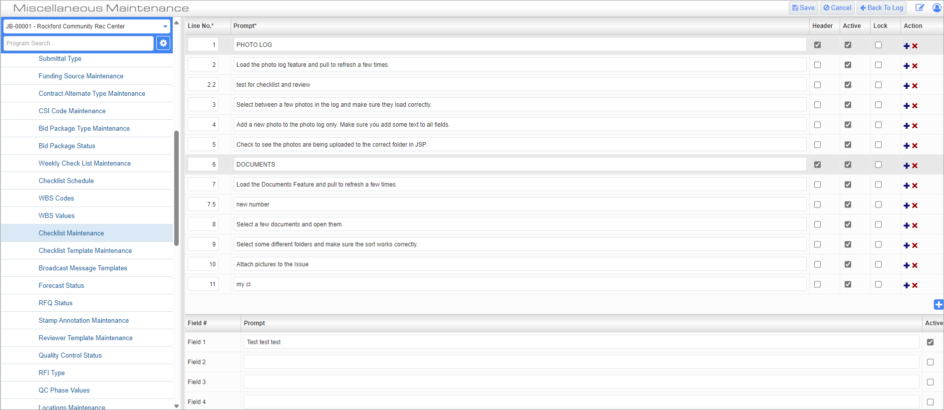 Screenshot of Miscellaneous Maintenance.